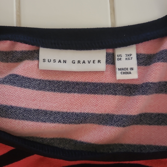 SUSAN GRAVER BLACK ORANGE STRIPED TUNIC, SIZE 3XP - Picture 10 of 10